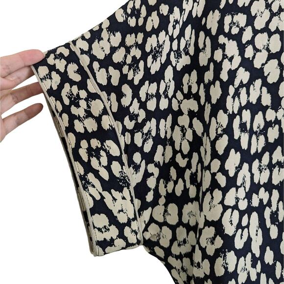 Sea New York Silk Blend Dress Navy Leopard Print Short Sleeve Drawstring, Size 6 - Picture 5 of 12